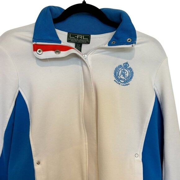 Lauren Ralph Lauren Women's White & Blue Lauren Active Zip Up Jacket Size M - Picture 5 of 7